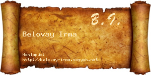 Belovay Irma névjegykártya